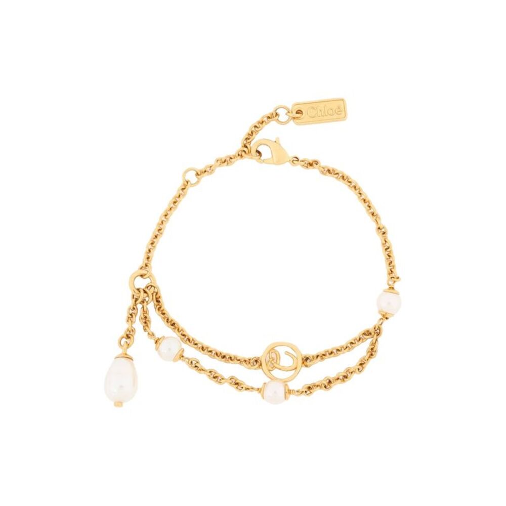The Chloé Classy Brass And Glass Pearl Bracelet Women